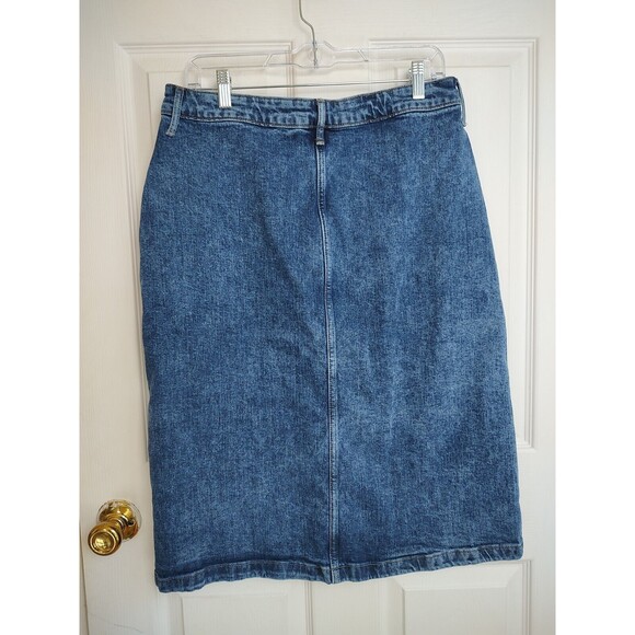 Old Navy Women's 10 Denim Skirt High Rise Button Front Secret Slim Pockets Midi - Picture 4 of 5